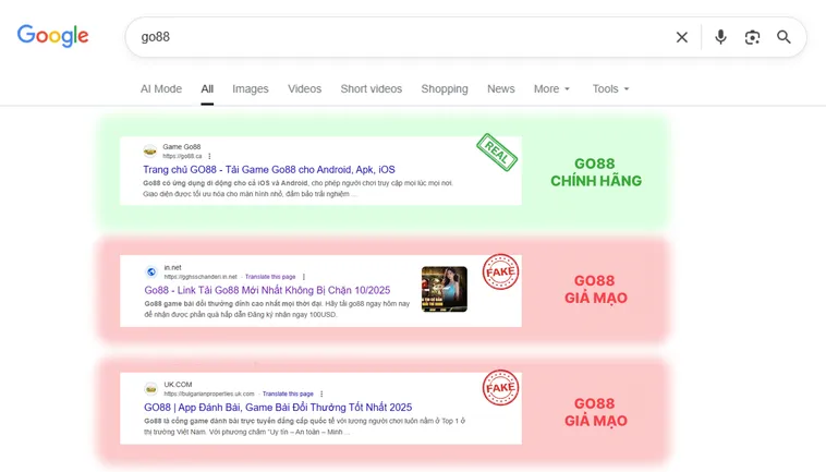 Chuyên Gia Chỉ Điểm Cách Nhận Biết Nhà Cái Go88 Chính Thức 3 Logo thật của Go88.com dễ nhận diện, còn logo giả Go88.com thường nhìn amateur và không đồng bộ